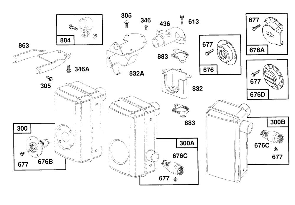 Mufflers, Deflectors Diagram and Parts List for 260772-0023-XX  Briggs and Stratton Engine